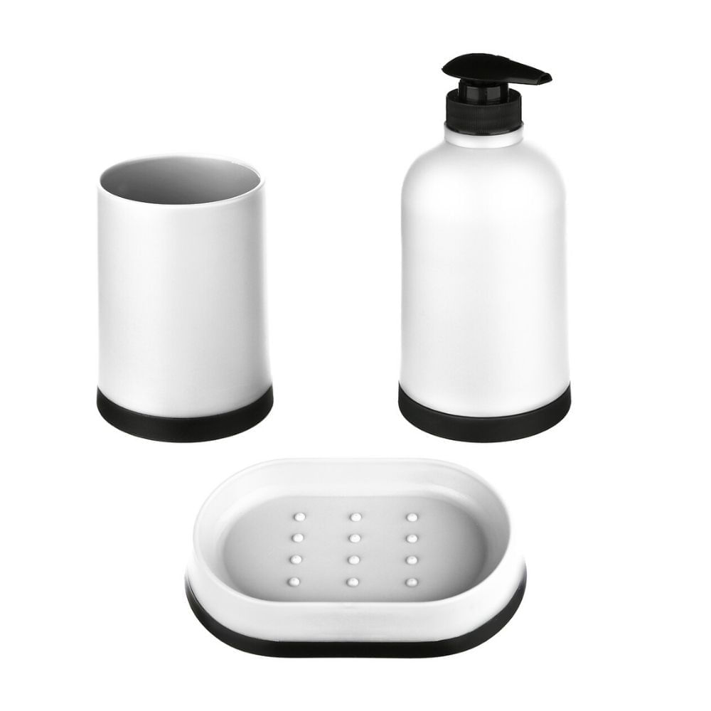 Juego de 3 accesorios de baño Polipropileno Blanco
