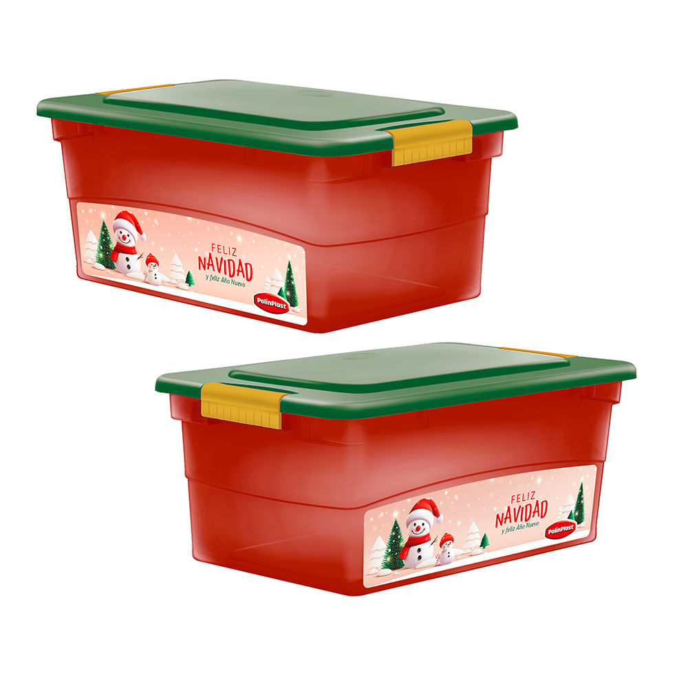 Caja Lokit #30 Navidad Roja con Tapa Verde Polinplast