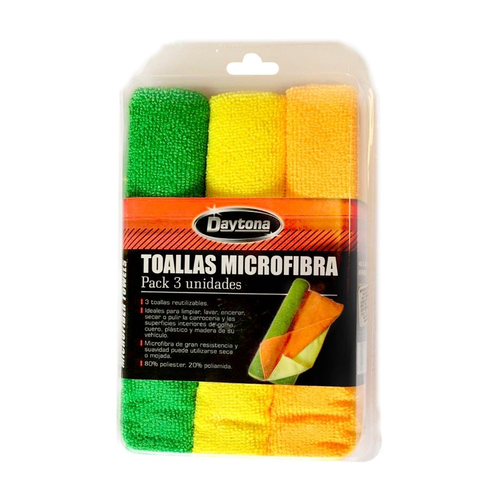 Pack 3 Toallas Microfibra 40x40cm Daytona