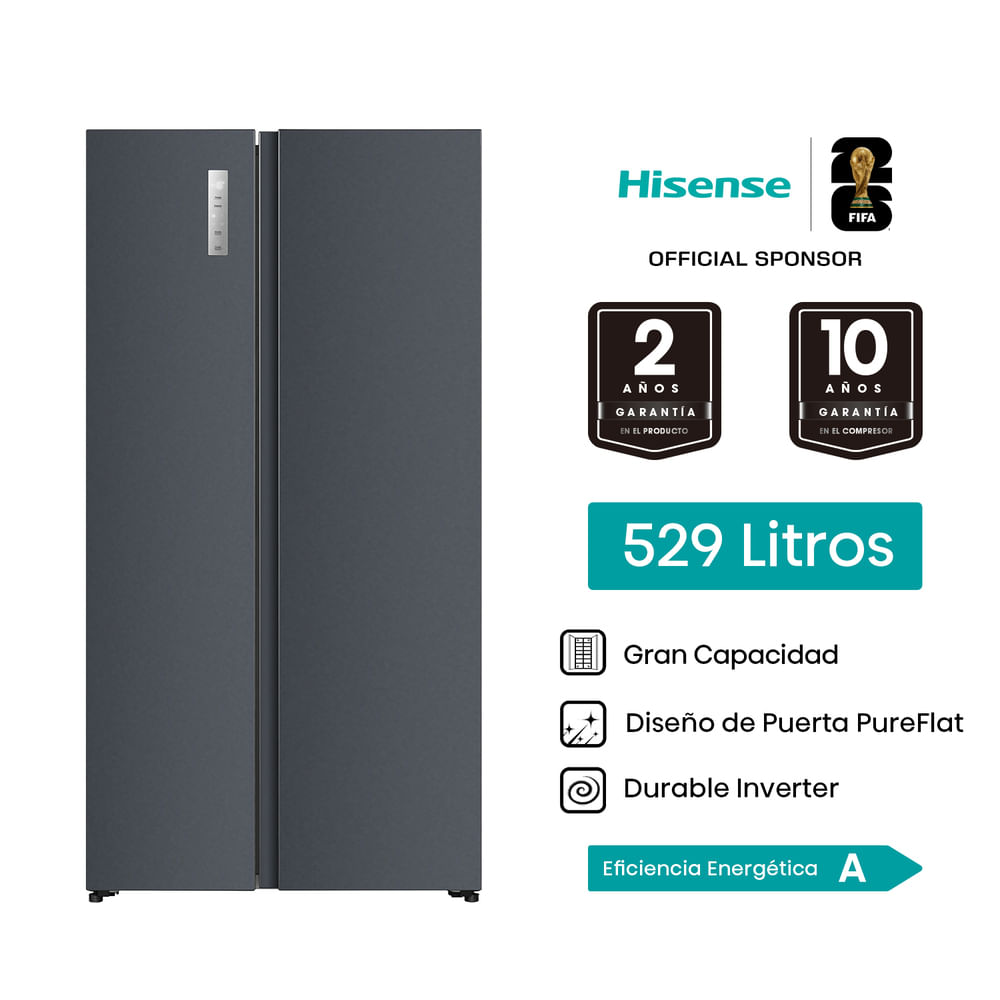 Refrigerador Side by Side Hisense 529 L RS3P558ESA S-D Gris