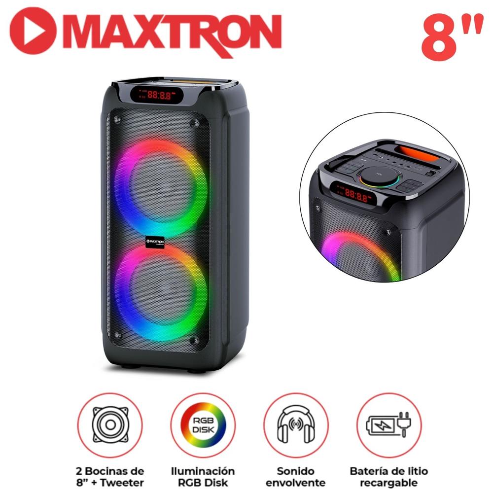 Torre de Sonido Maxtron Mx 800 Zenith 02 Bocinas 8 pulgadas Función DSP LED Disk
