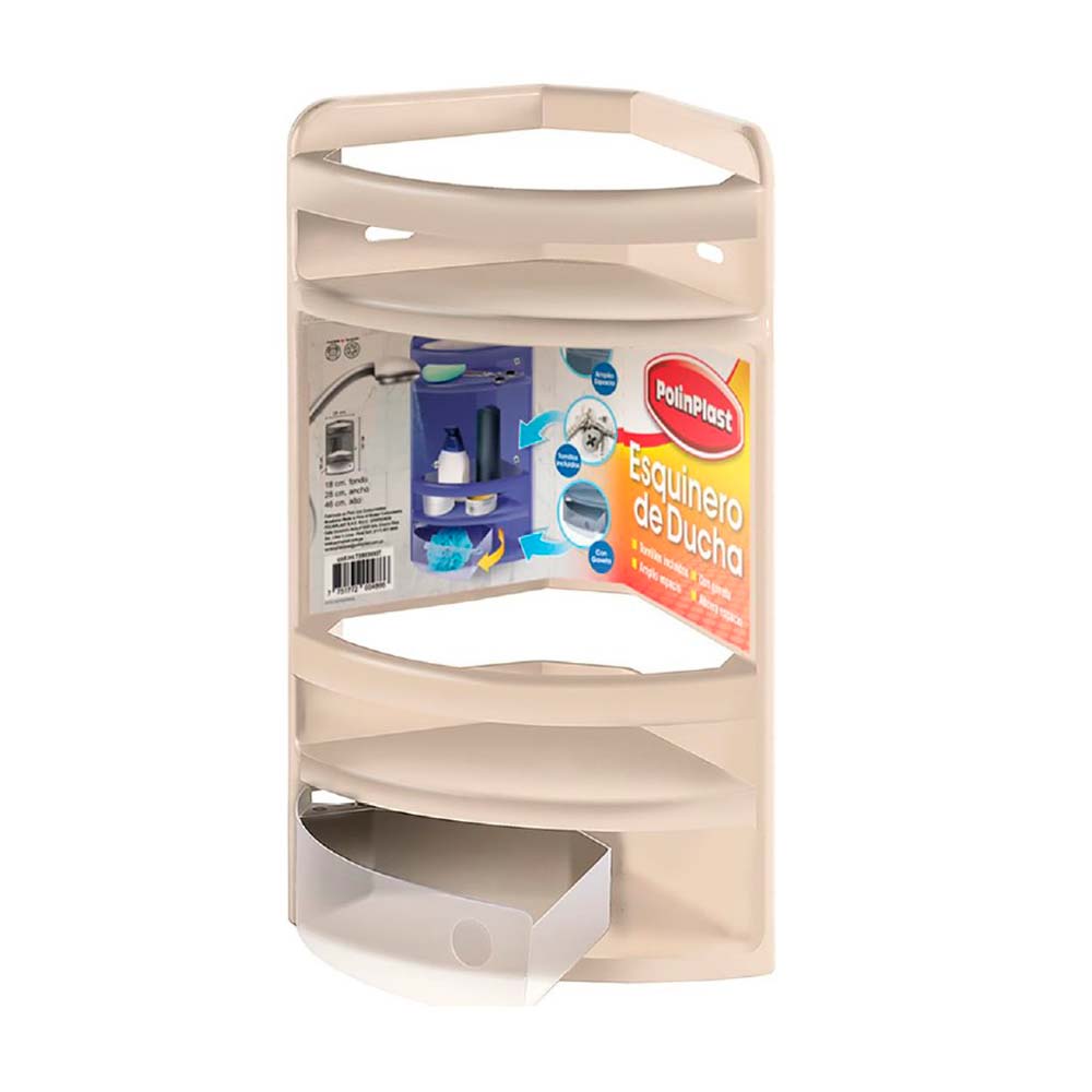 Esquinero de Ducha Plástico Blanco Polinplast 46x28x18cm Esquinero de Ducha Plástico Blanco Polinplast 46x28x18cm