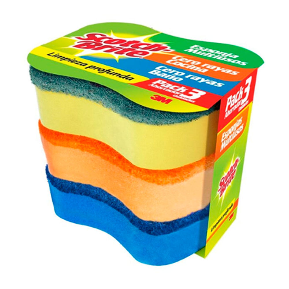 Tripack Esponja Scotch Brite 2 en 1