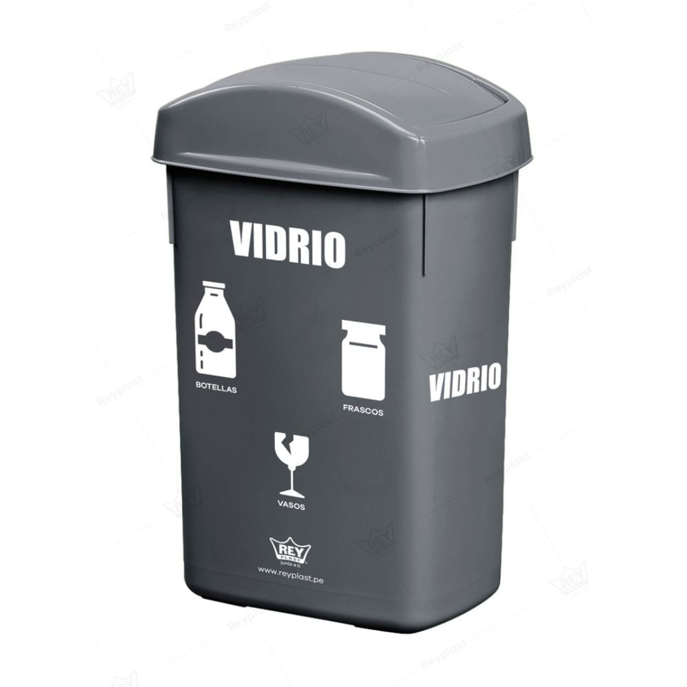 Papelera rectangular 27.8 litros Vidrio Reyplast
