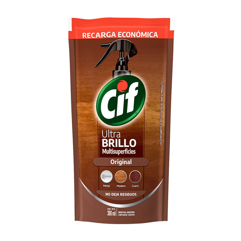 Limpiador Cif Ultra Brillo Original Doy Pack 380ml Limpiador Cif Ultra Brillo Original Doy Pack 380ml