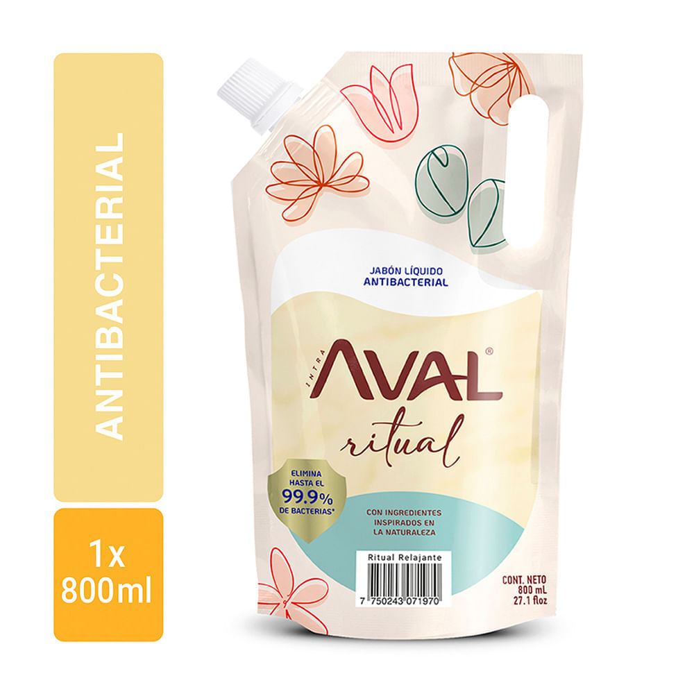 Jabón líquido antibacterial Relajante Aval 800ml Jabón líquido antibacterial Relajante Aval 800ml