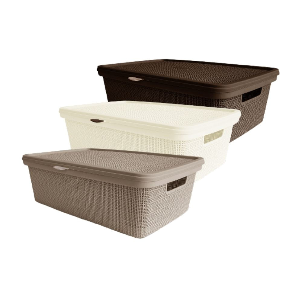 Canasta Plastico Tipo Yute Nº 20 con Tapa - Color Aleatorio Prolimso Canasta Plastico Tipo Yute Nº 20 con Tapa - Color Aleatorio Prolimso