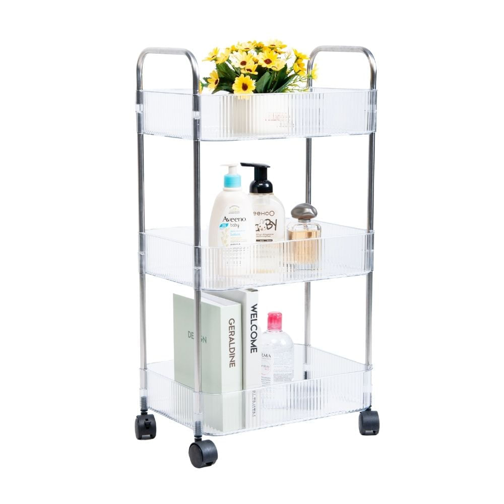 Carrito organizador transparente 3 bandejas Orange