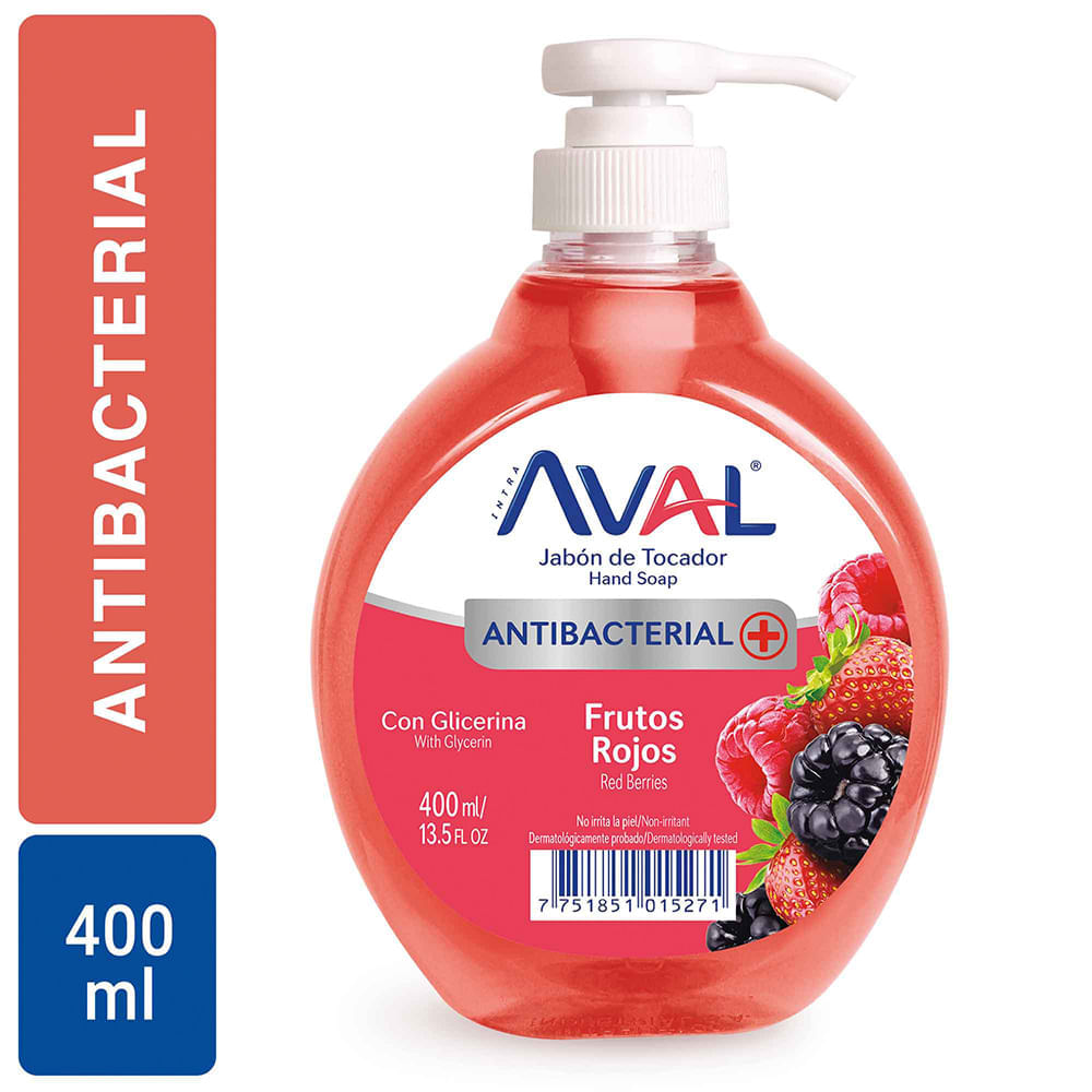Jabón líquido antibacterial Frutos rojos Aval 400ml Jabón líquido antibacterial Frutos rojos Aval 400ml