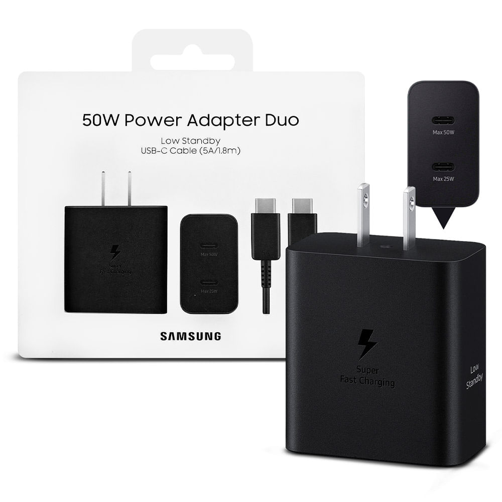Cargador Adaptador Samsung 50W Puerto Dual con Cable Tipo C