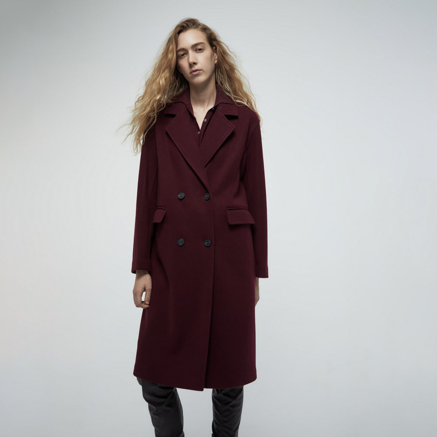 Abrigo Mujer Sfera Solapa Burdeos