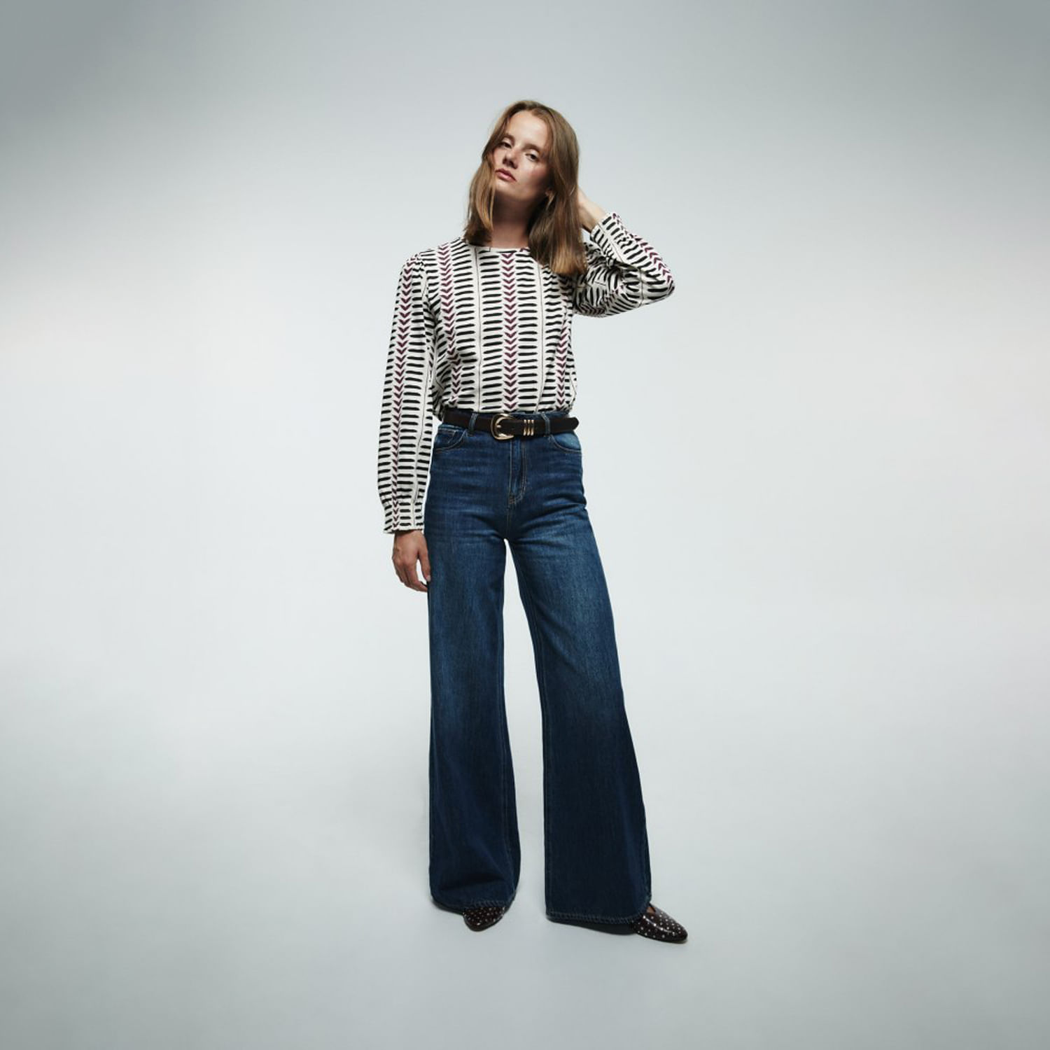 Polo Mujer Sfera Ml Estampada Burdeos