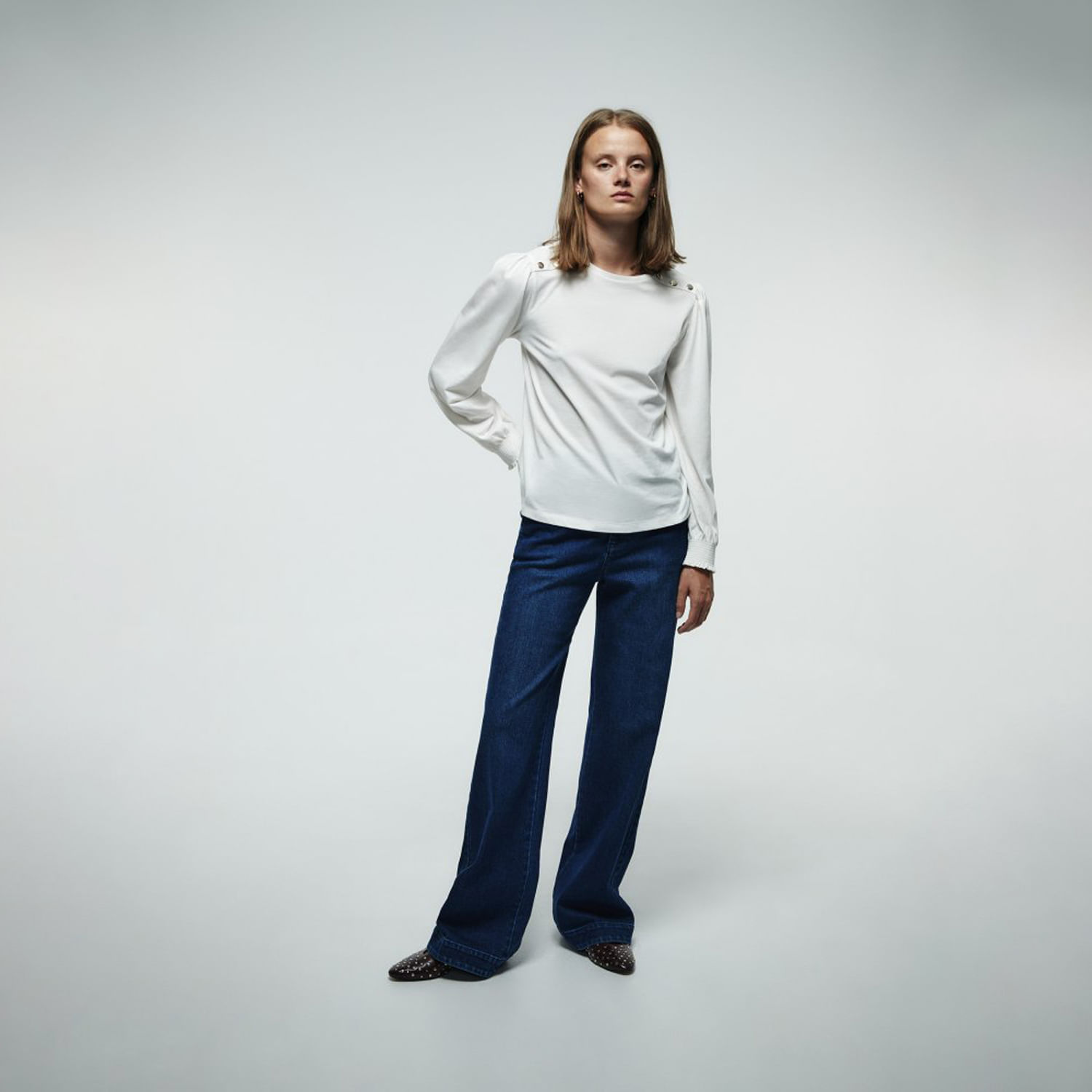 Polo Mujer Sfera Ml Lisa Blanco