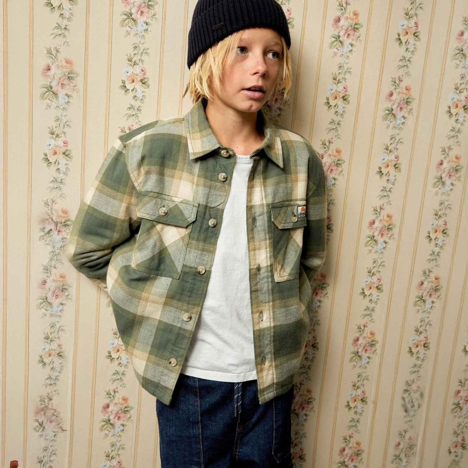 Camisa Niño Sfera Sobrecamisa Forrada Cuadros F Kaki