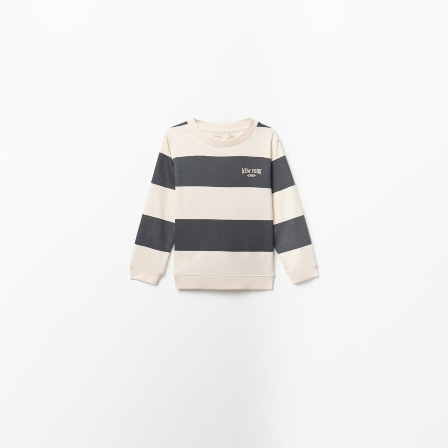 Polera Niño Sfera Rayas Bordado Gris Medio