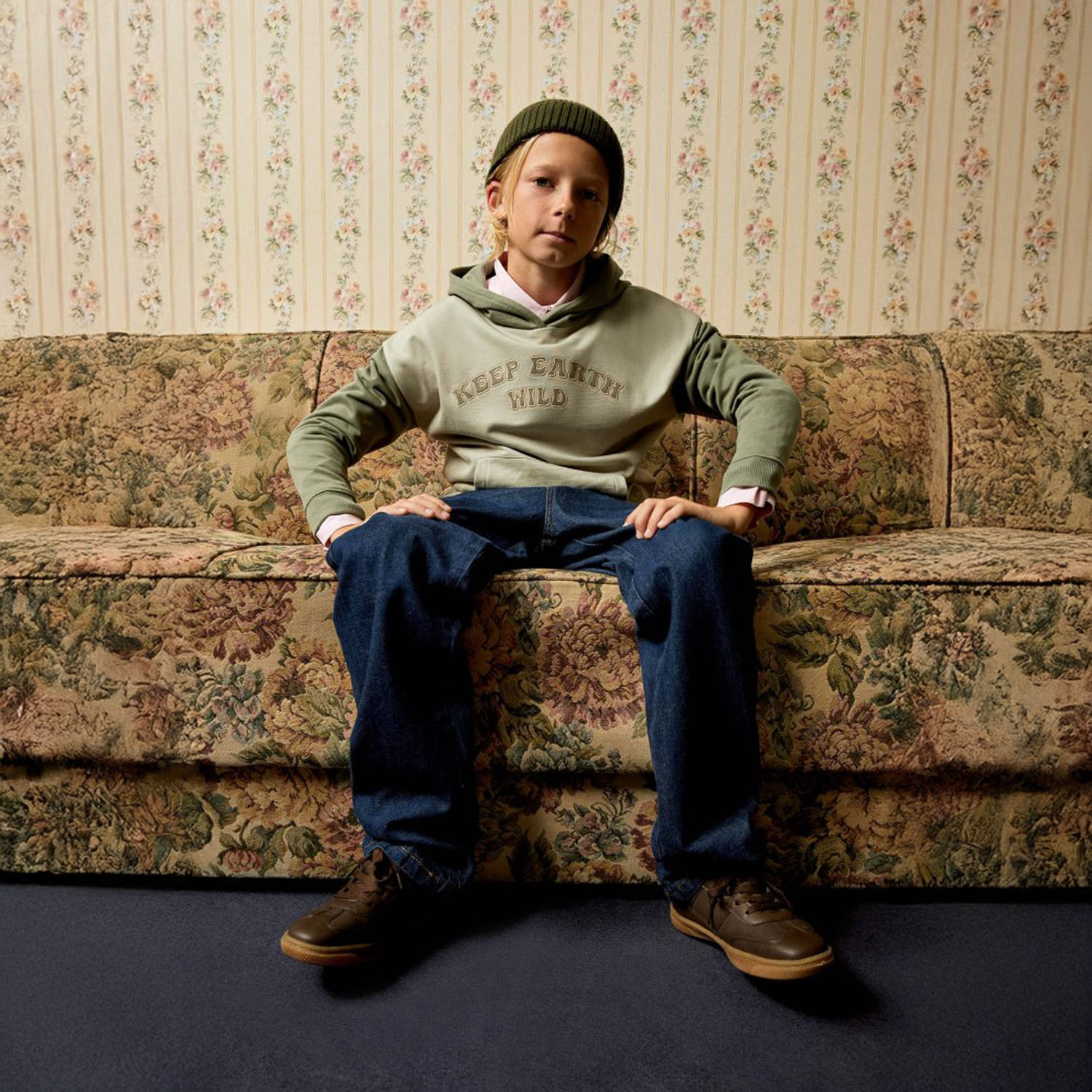 Polera Niño Sfera Bicolor Capucha Verde Claro