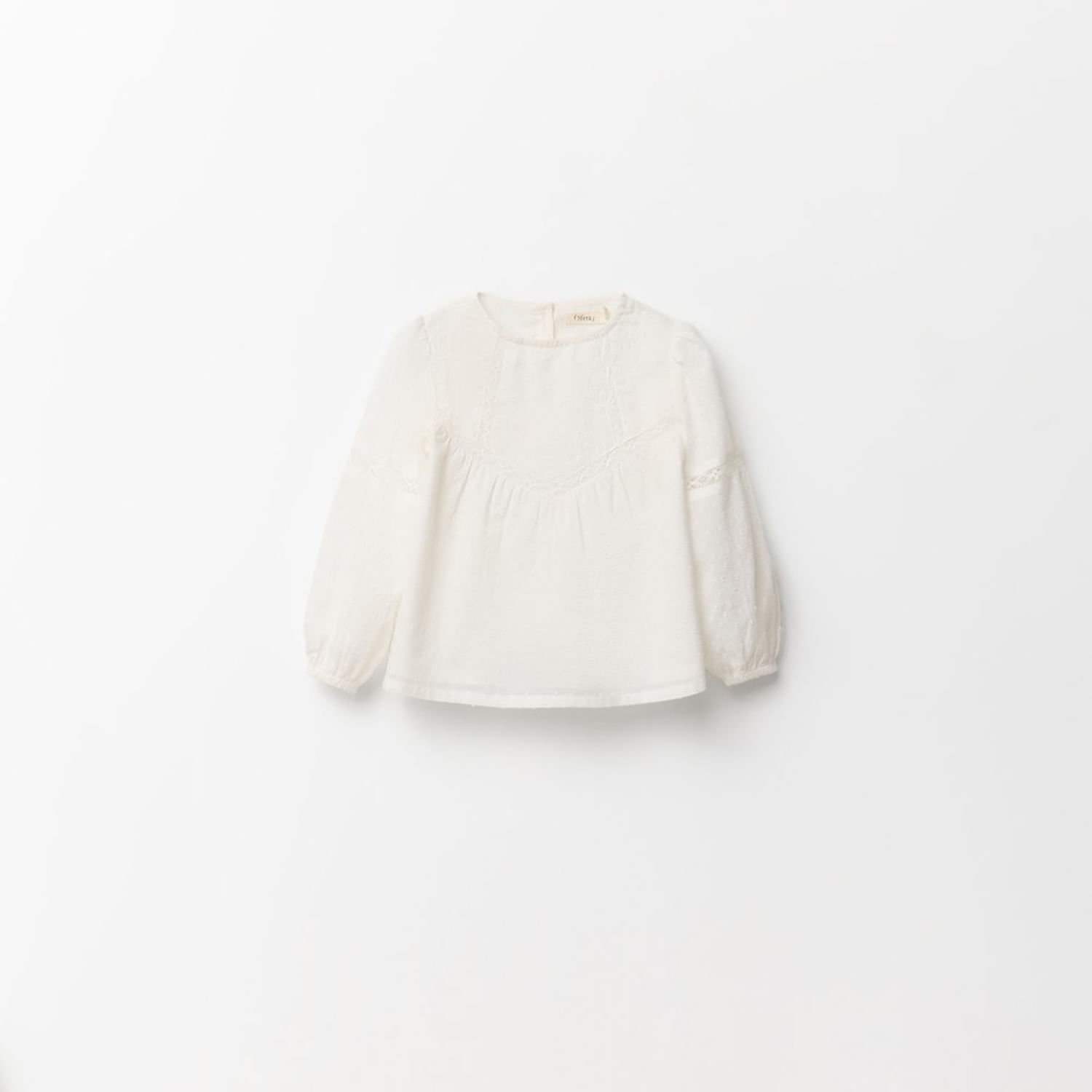 Blusa Niña Sfera Plumetti Laces Crudo