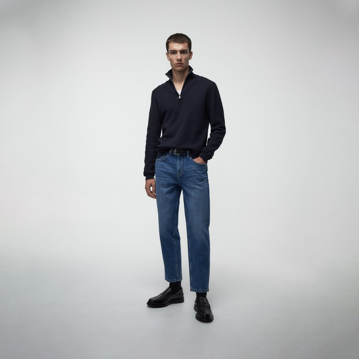 Chompa Hombre Sfera Cremallera Estructura Marino