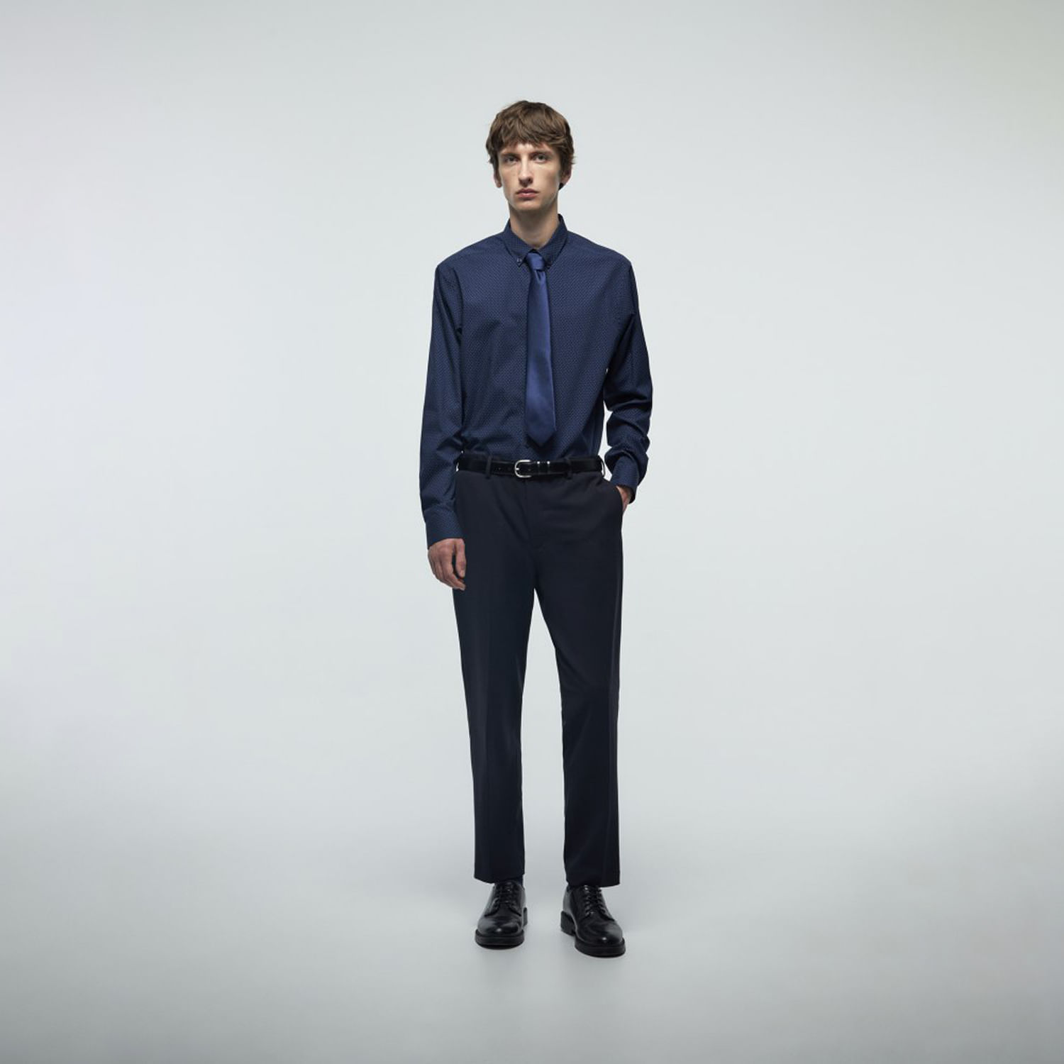 Camisa Hombre Sfera Estampada Slim Marino