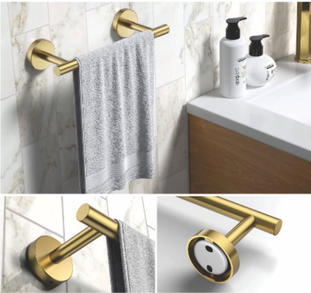 Set de Accesorios para baño  4 piezas modelo Cirlux en Acero Inoxidable Color Dorado