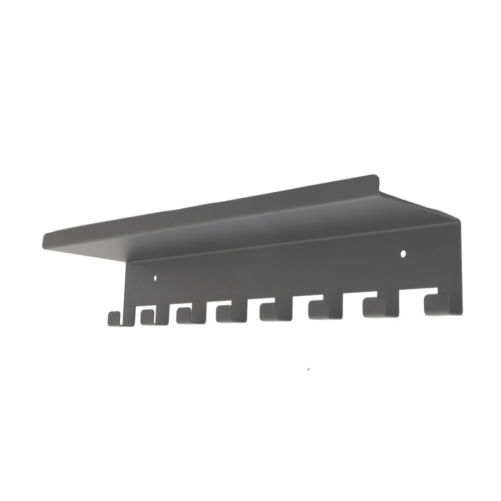 Perchero de Pared Modelo Percha Gris Ducasse con 8 Ganchos y Repisa Perchero de Pared Modelo Percha Gris Ducasse con 8 Ganchos y Repisa