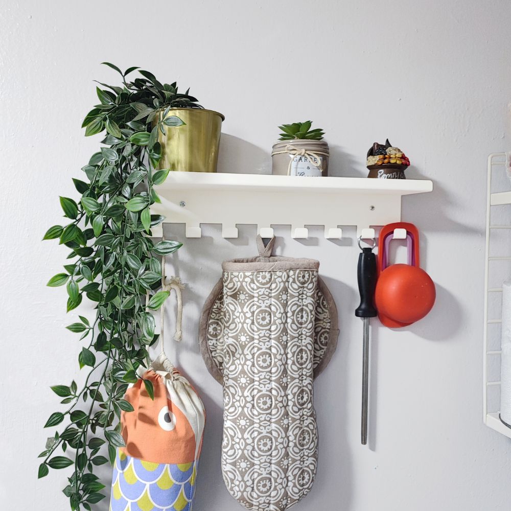 Perchero de Pared 8 Ganchos + Repisa Blanco Ducasse - Oechsle
