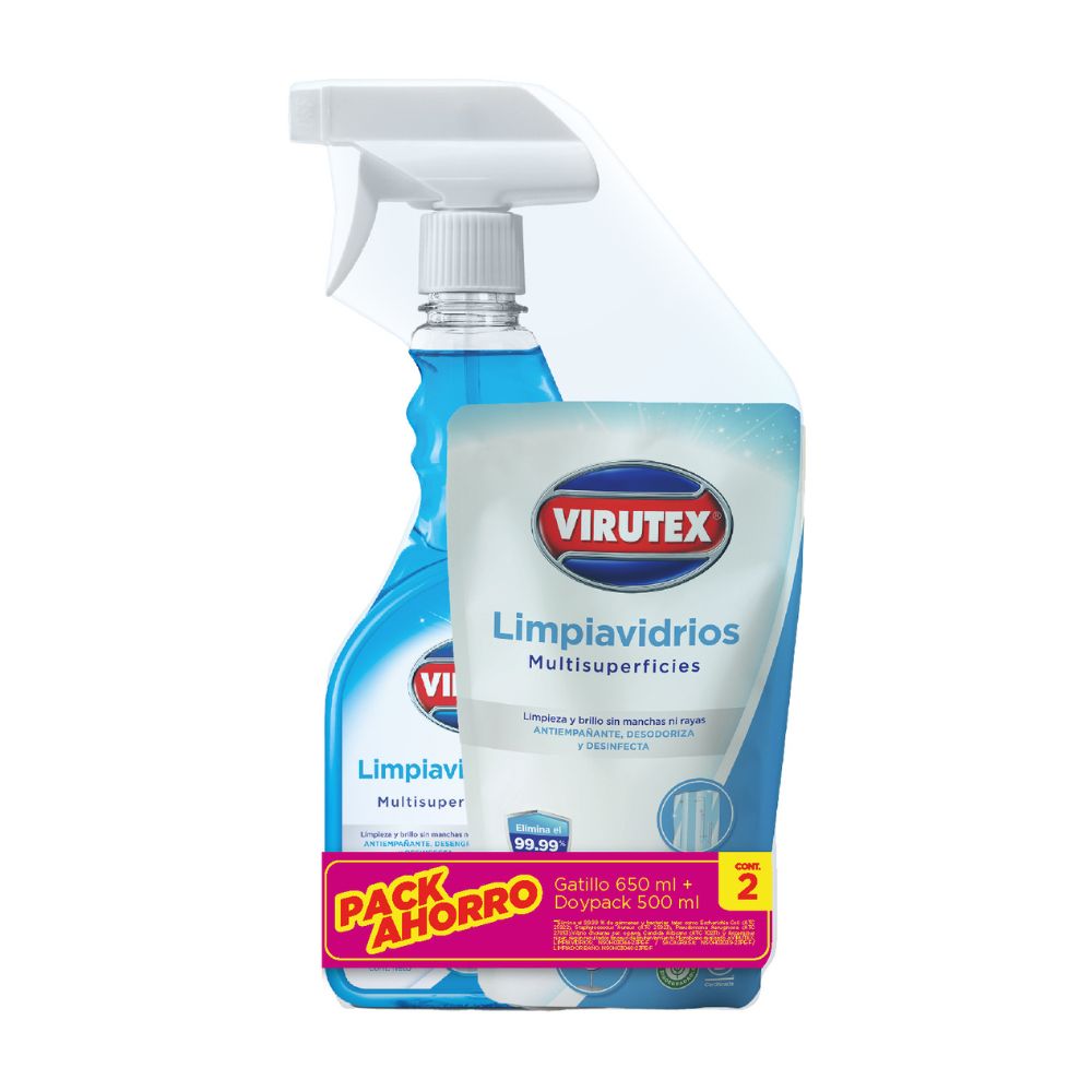 Combo Limpiavidrio Gatillo 650ml + Doypack 500ml Virutex