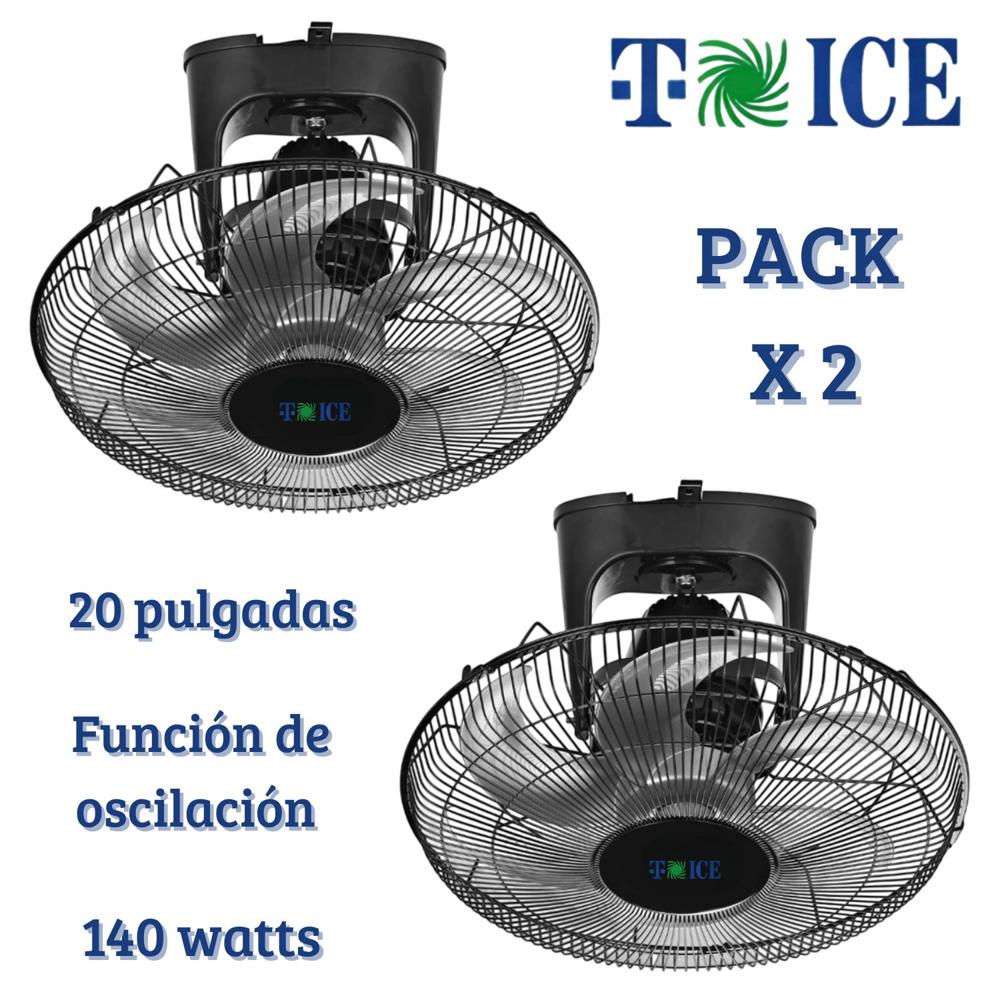 Pack 02 Ventiladores de Techo Orbital T-ICE 20"" 03 Velocidades Potente Motor