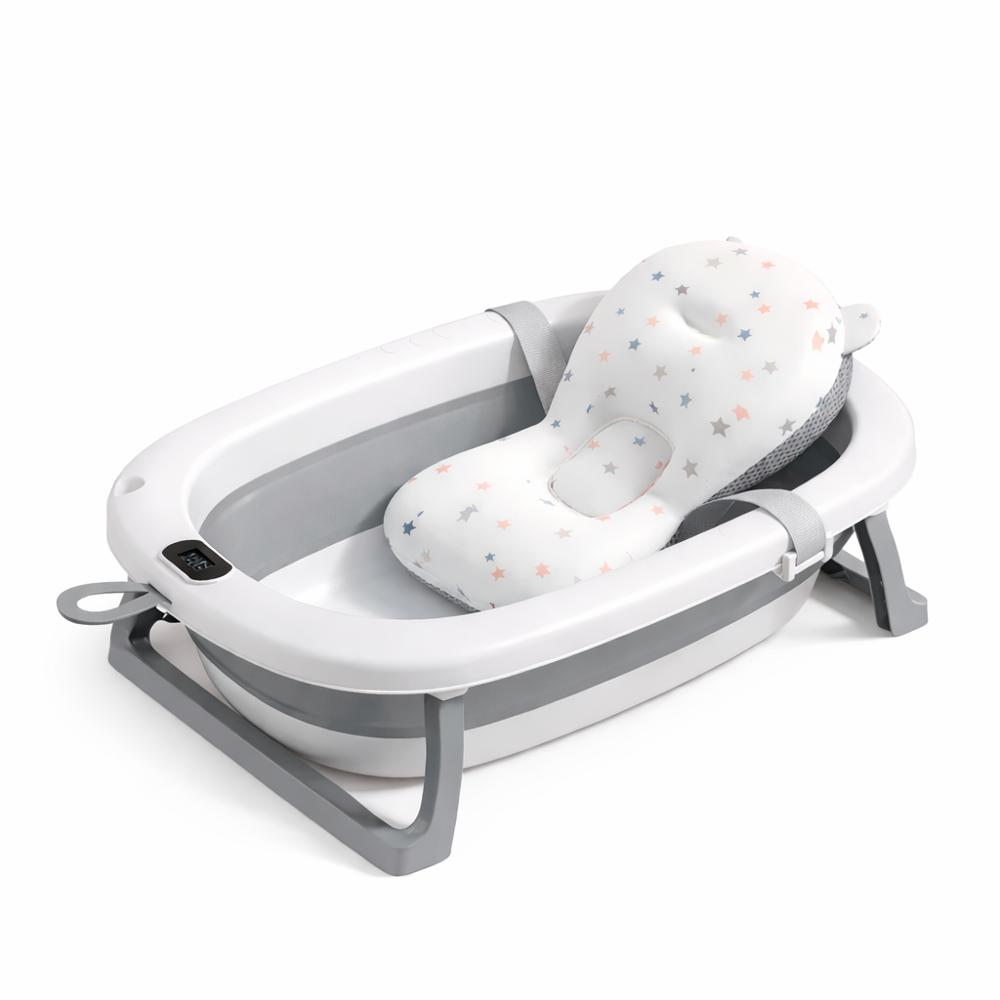 Tina Infantil Plegable con Termometro Color Gris