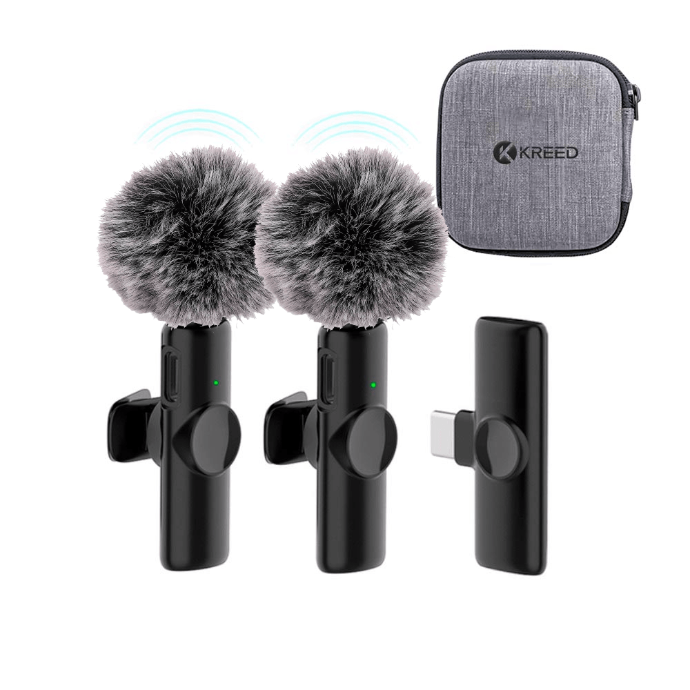 K11 Micrófono Solapero Inalámbrico DUAL Tipo C con filtro antiviento