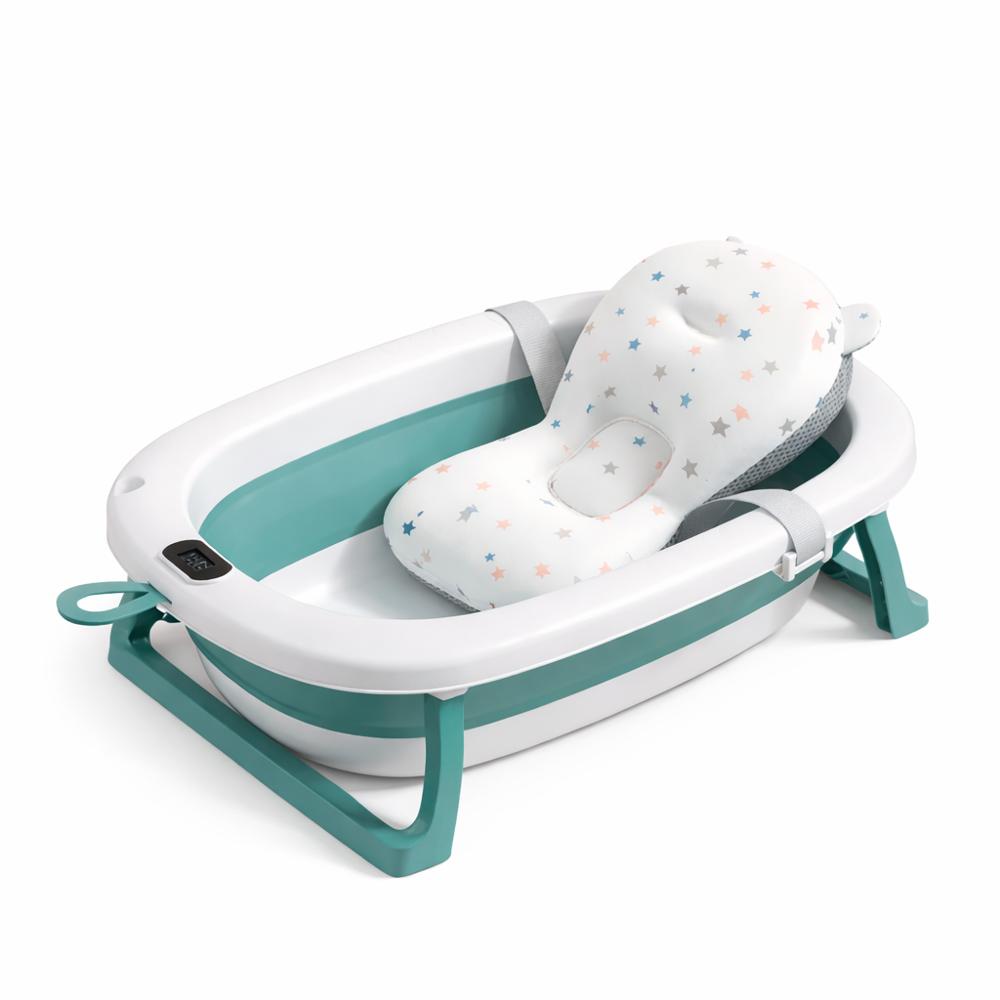 Tina Infantil Plegable con Termometro Color Verde
