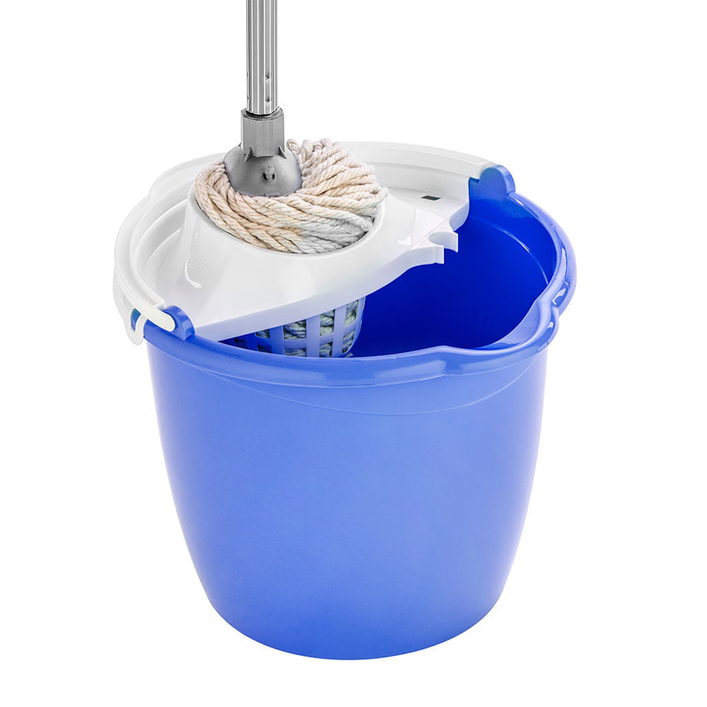 Set de Limpieza Basa Reyplast: Balde Escurridor Azul 13L + Trapeador Mopa con Mango de Metal y Hilazas de Algodón Set de Limpieza Basa Reyplast: Balde Escurridor Azul 13L + Trapeador Mopa con Mango de Metal y Hilazas de Algodón
