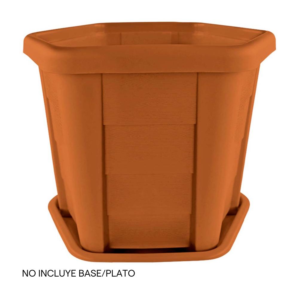 Macetero Circular de Polietileno Pica Madeira Café Cedro