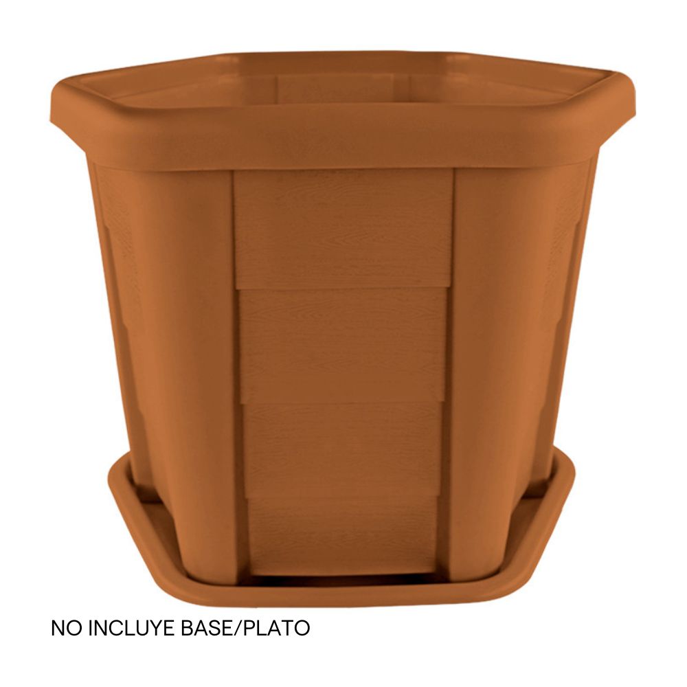 Macetero Circular de Polietileno Pica Madeira Café Cedro 30x22cm