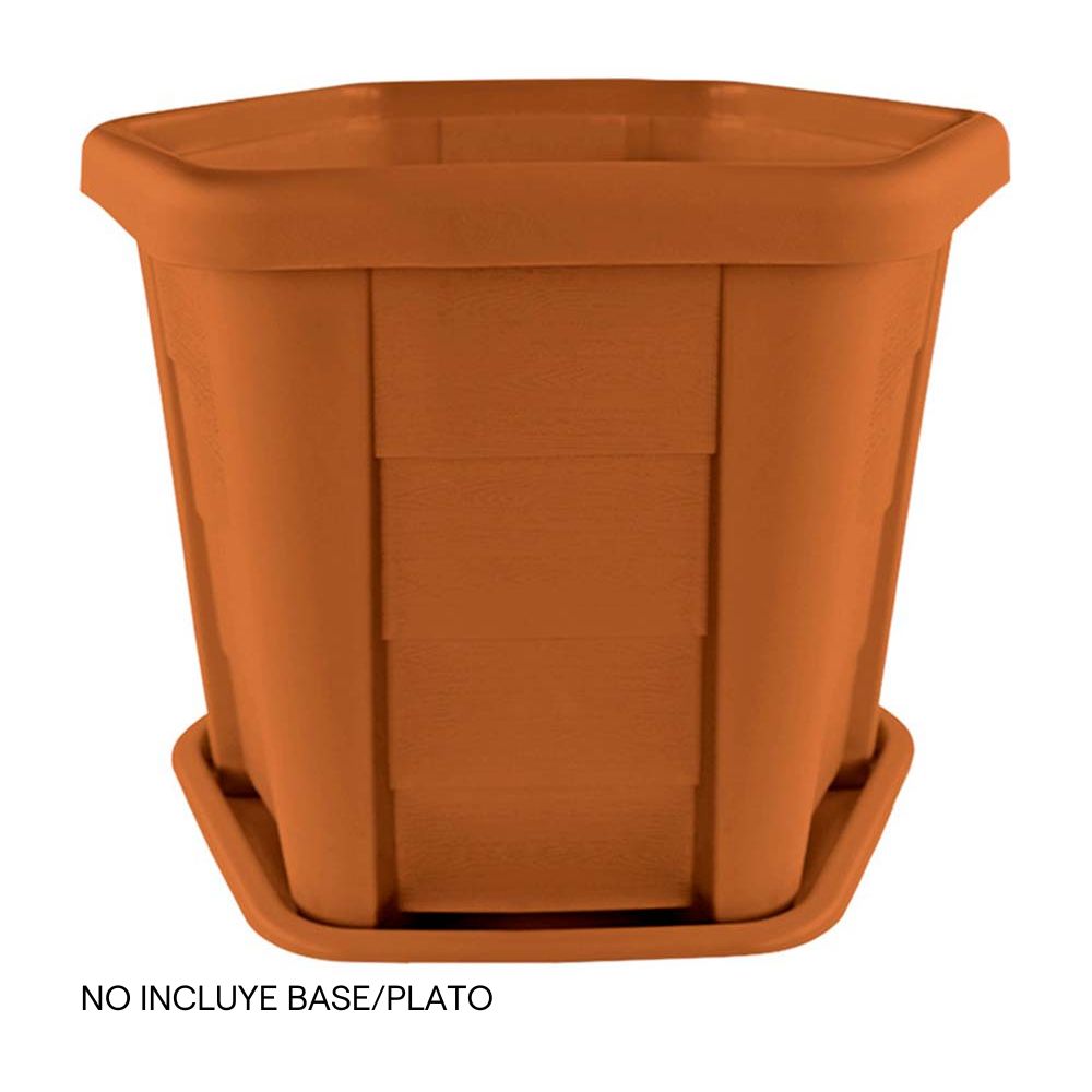 Macetero Circular de Polietileno Pica Madeira Café Cedro de 33.5cm