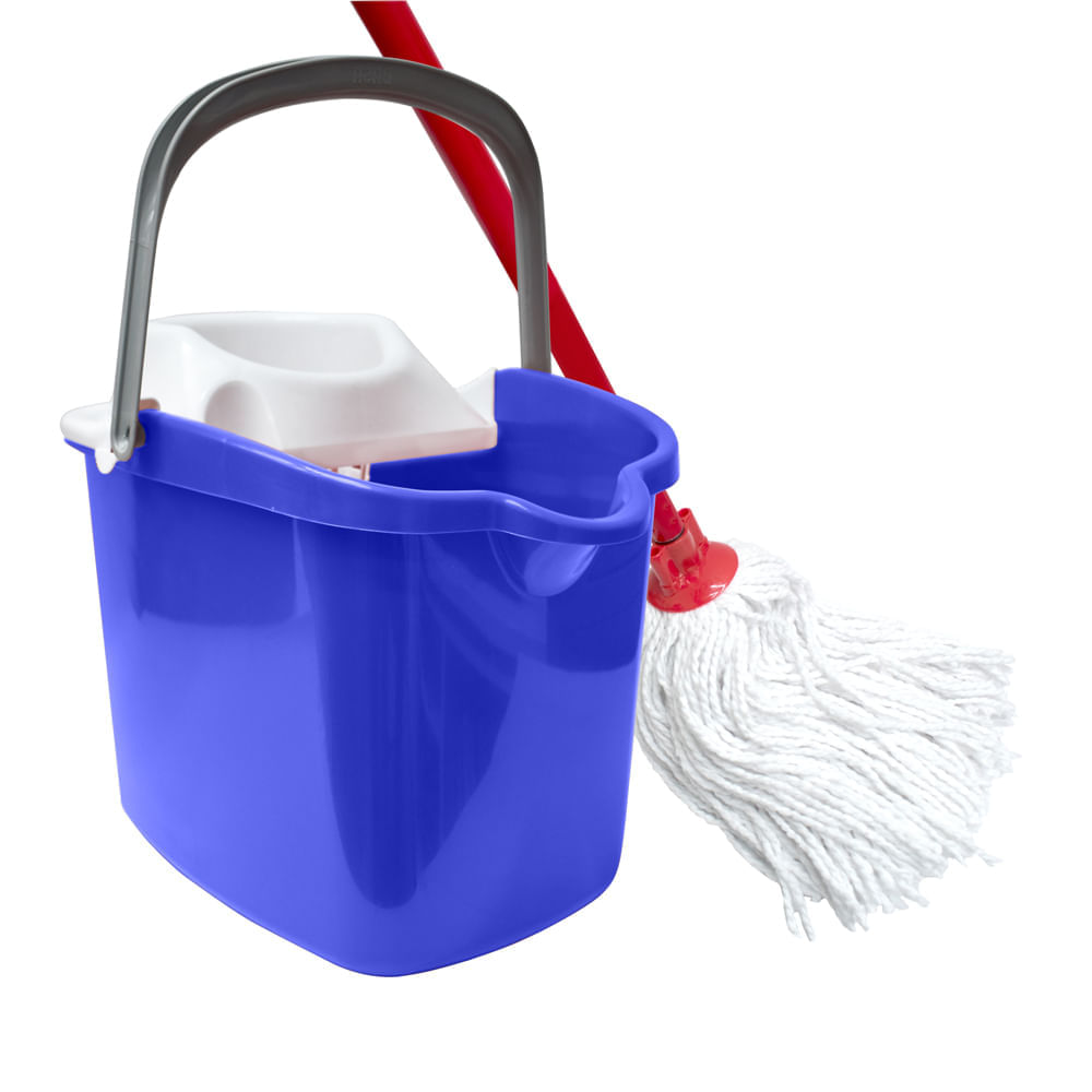 Set de Limpieza Basa Kubox: Balde Escurridor Azul + Trapeador Mopa Set de Limpieza Basa Kubox: Balde Escurridor Azul + Trapeador Mopa