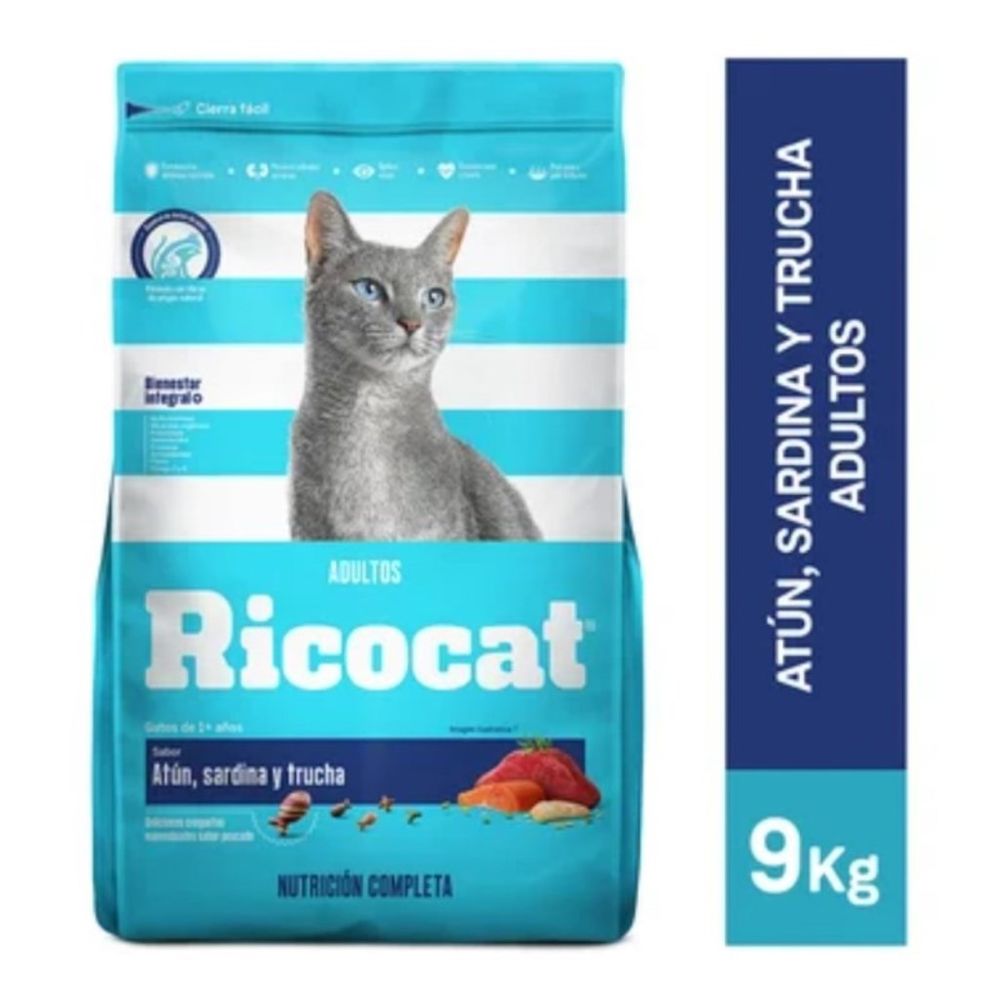 Comida para Gatos Ricocat Adultos Atún Sardina y Trucha 9 Kg Comida para Gatos Ricocat Adultos Atún Sardina y Trucha 9 Kg