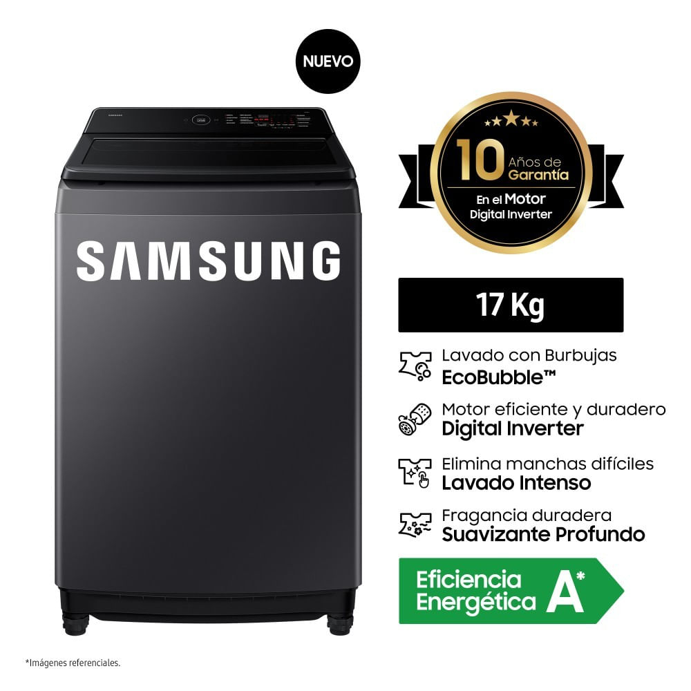 Lavadora Samsung WA40F17E7CPE 17 Kg Gris Grafito