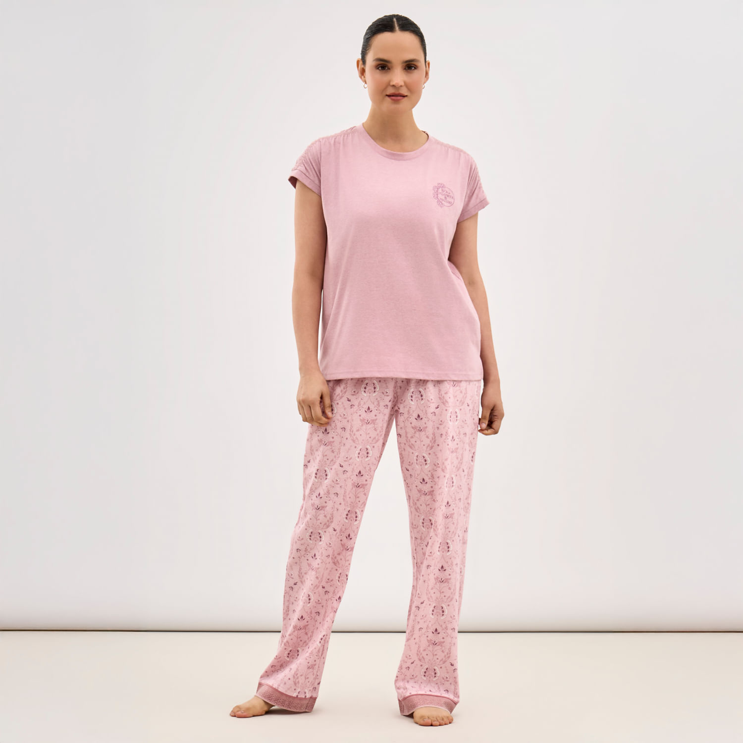 Pijama Mujer Zafin Print Manga Corta + Pantalón