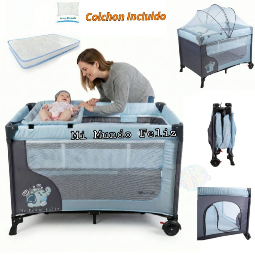 Cuna Corral para Bebe con Tull Mosquitero Celeste Ebaby Cuna Corral para Bebe con Tull Mosquitero Celeste Ebaby