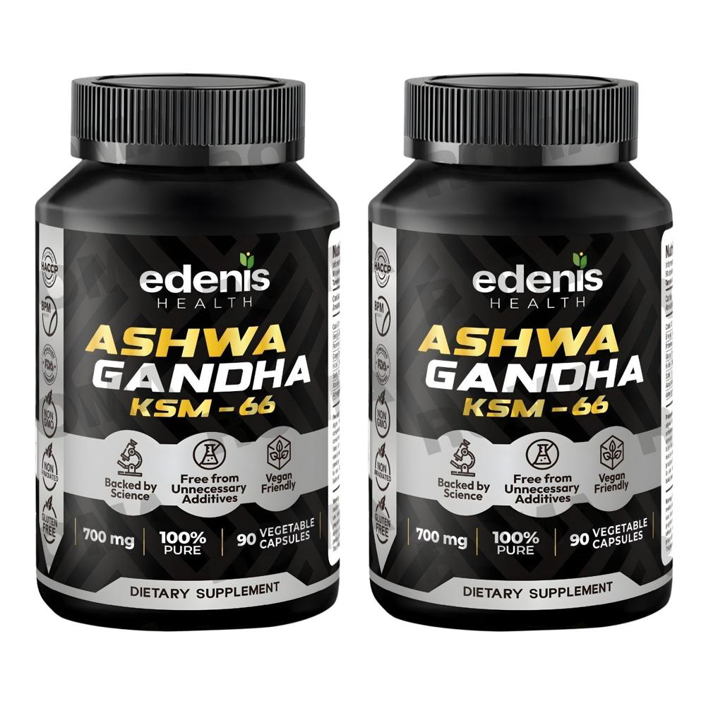 PACK 2 ASHWAGANDHA KSM-66 90 CÁPSULAS EDENIS HEALTH