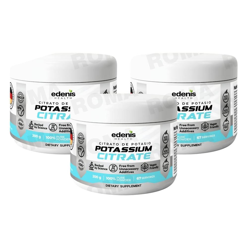 PACK 3 CITRATO DE POTASIO 200G EN POLVO EDENIS HEALTH