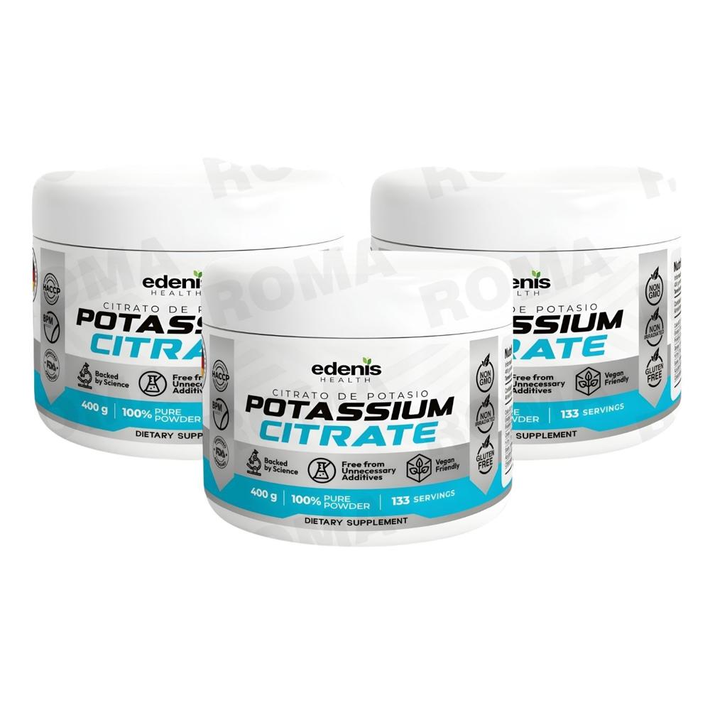 PACK 3 CITRATO DE POTASIO 400G EN POLVO EDENIS HEALTH