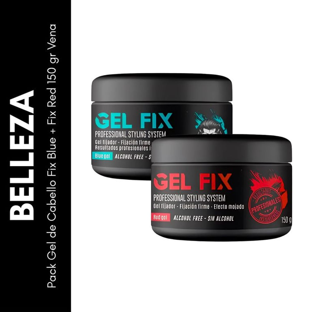 Pack Gel de Cabello Fix Blue + Fix Red 150 gr Vena Pack Gel de Cabello Fix Blue + Fix Red 150 gr Vena