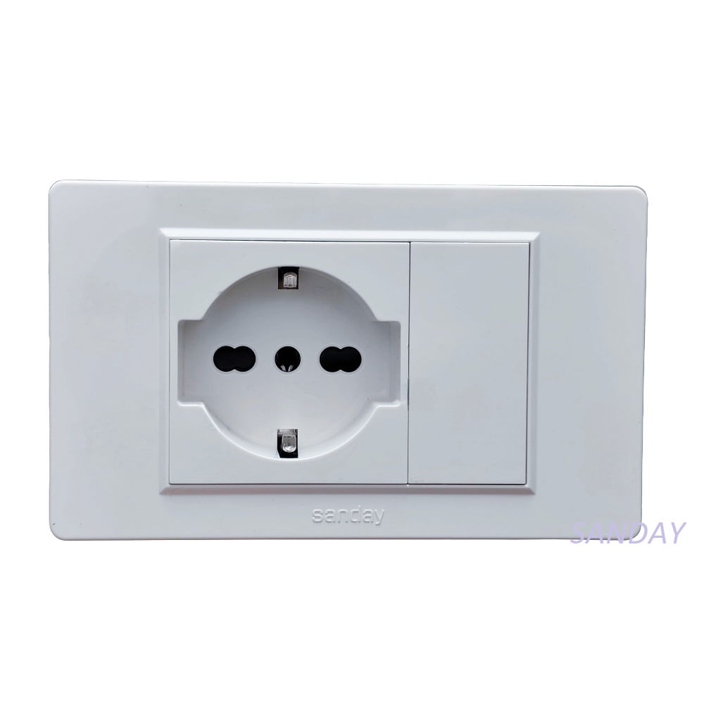 TOMACORRIENTE SCHUKO SIMPLE PLACA BLANCA Y DADO BLANCO SANDAY TOMACORRIENTE SCHUKO SIMPLE PLACA BLANCA Y DADO BLANCO SANDAY