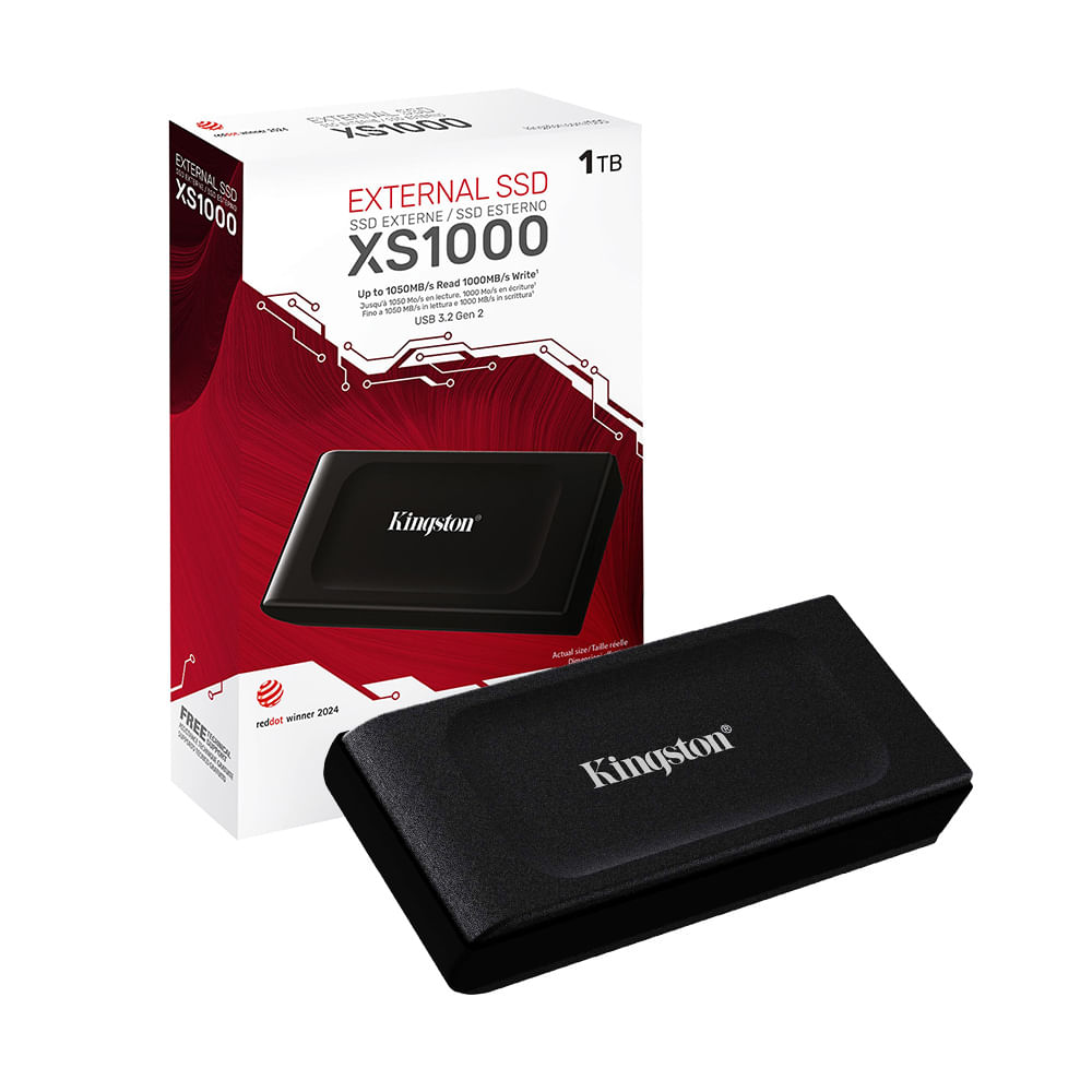SSD Externo 1TB Kingston XS1000 Negro USB 3.2 Gen2 hasta 1.050 MBs