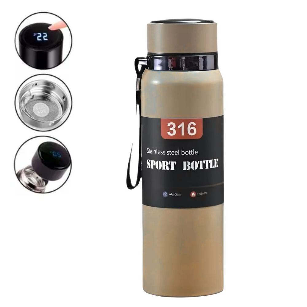 Termo Digital de Acero Inoxidable de 800 ml para Bebidas Frías y Calientes Crema