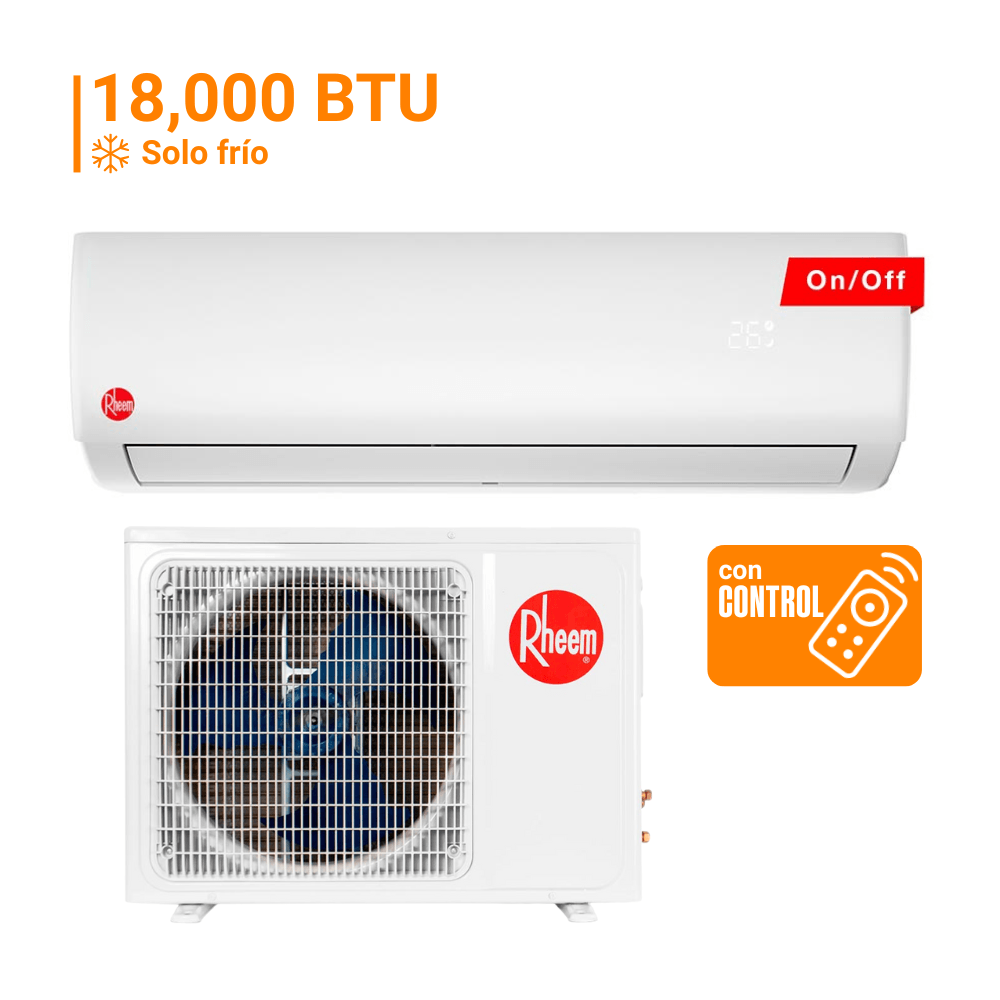 Aire Acondicionado Split 18000 BTU Rheem On-Off Frío R410A Blanco
