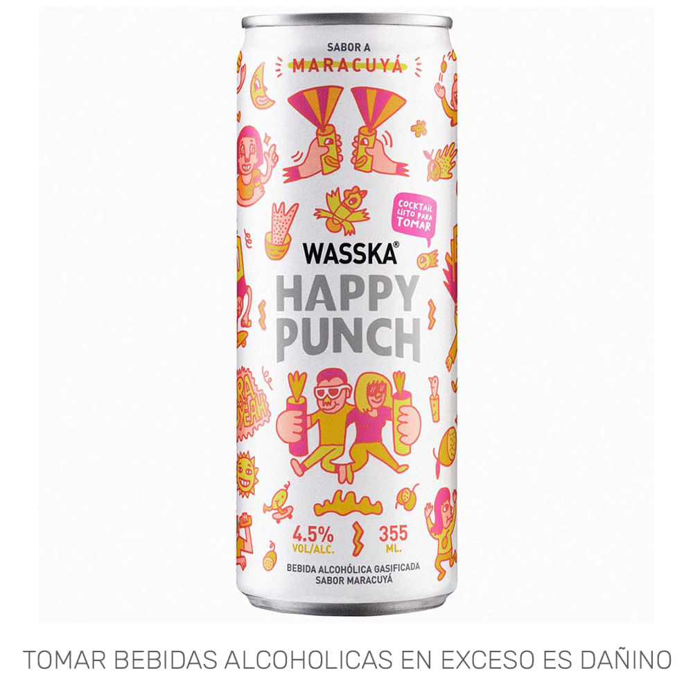 Ready To Drink (RTD) WASSKA HAPPY Maracuyá Punch Lata 355ml
