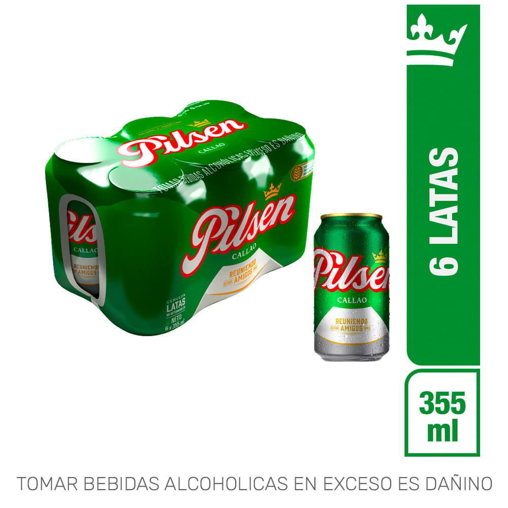 Cerveza PILSEN 6 Pack Lata 355ml Cerveza PILSEN 6 Pack Lata 355ml
